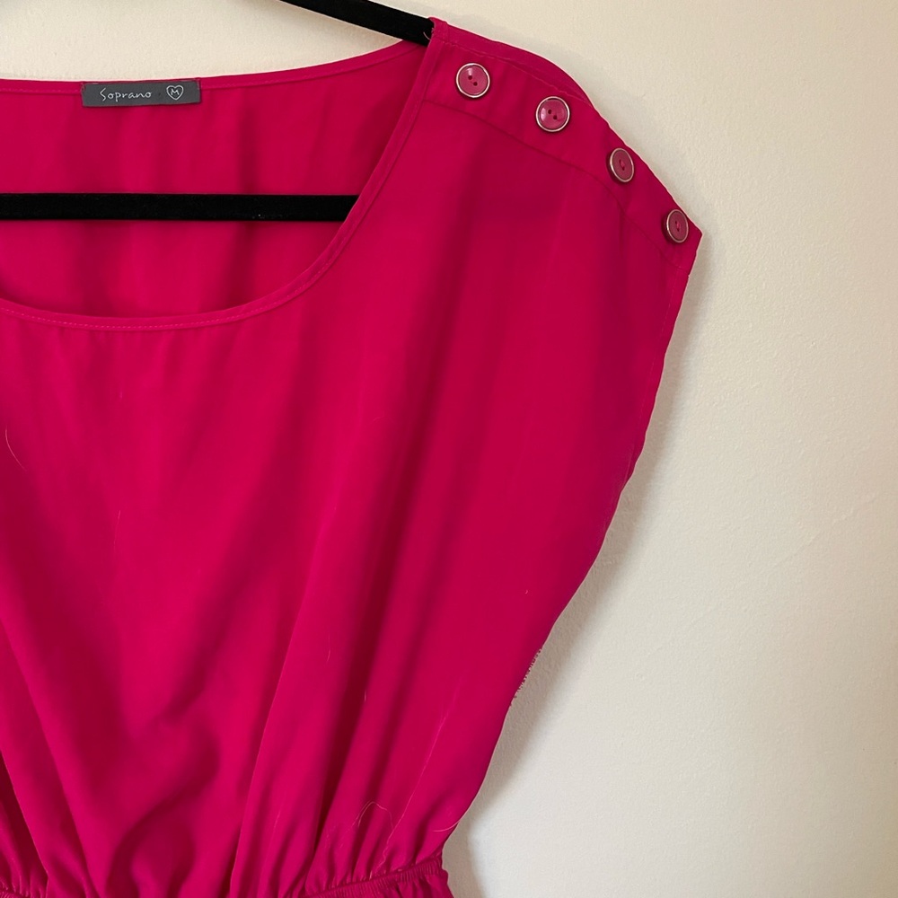Soprano | Pink Scoop Neck Dress with Buttoned Sleeves | Size Medium - Picture 3 of 8